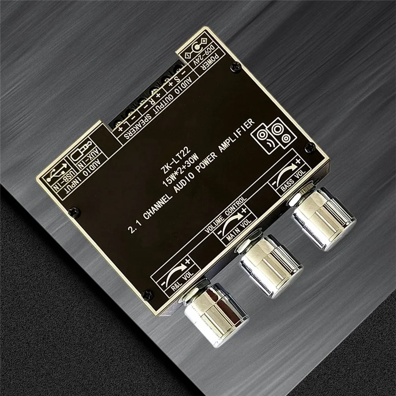POP-lZK-LT22 5,1 Плата усилителя мощности Bluetooth Двойная плата 2,1-канального усилителя 15 Вт с сабвуфером 30 Вт для звука