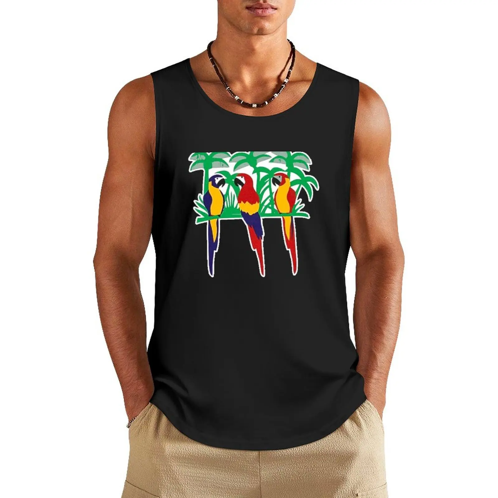 Vintage Shirt worn by Freddie - Parrot Tank Top t shirt gym Men's tops gym t-shirts man