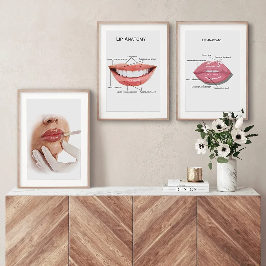 Facial Muscle Anatomy Lip Hair Eyebrow Lashes Fashion Medical Poster Wall Art Prints Canvas Painting Pictures Beauty Salon Decor