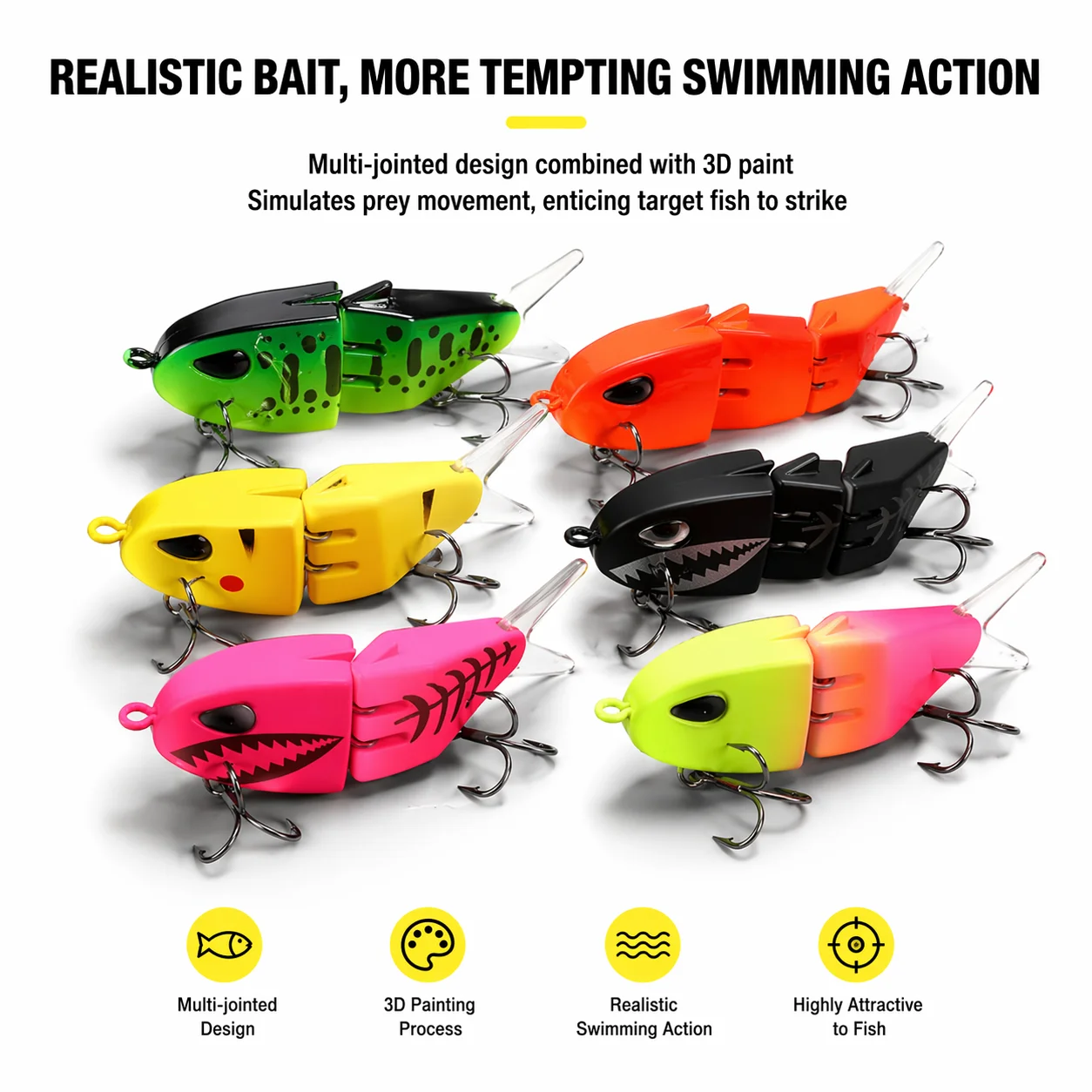 Mehrteiliger Swimbait 2-Segment Harter Köder, MM60, Crankbait mit Dreifachhaken Sinkender Minnow für Barsch, Hecht, Süß- und Salzwasser – Detail 3