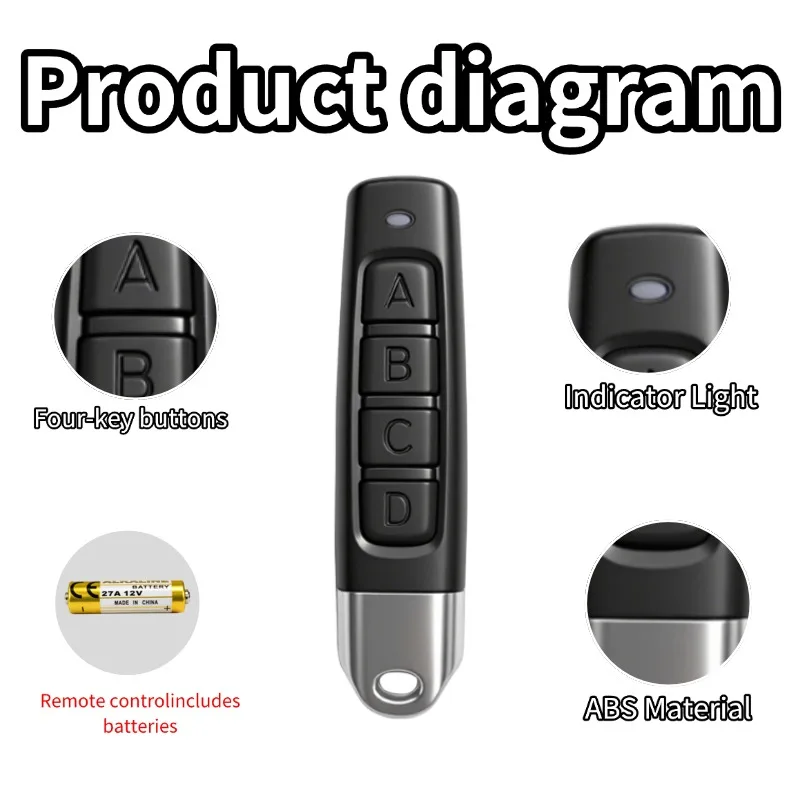 DC9-30V 12V 24V 4CH 433MHz RF Relay Receiver Kit With A/B/C/D 4 Button Remote DIY For DC Motor Pump Rolling Shutter Gate Light
