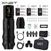 XNET Bestia-Kit de pluma para máquina de tatuaje inalámbrica, carrera ajustable, batería de 2,4-4,2mm, 2400mAh, pantalla OLED, cartucho de tatuaje mixto de 60 piezas