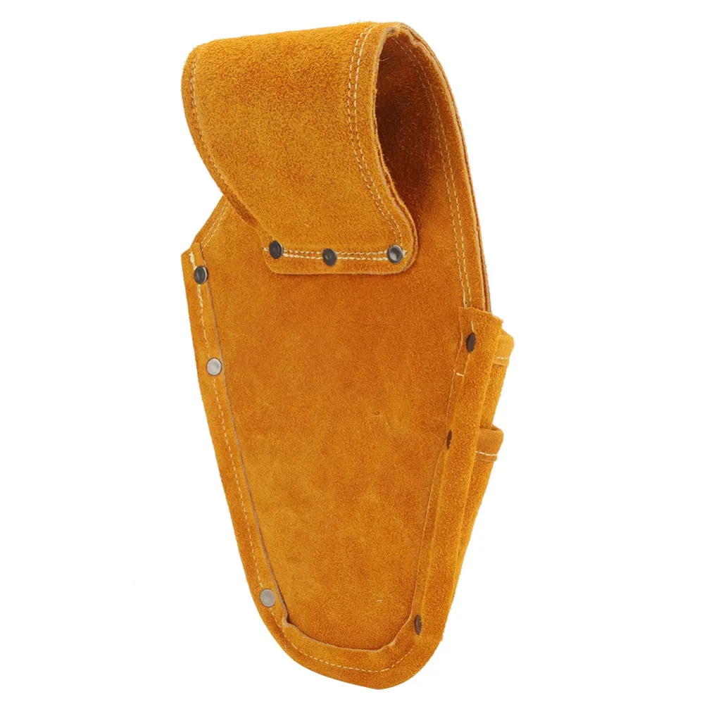 Cowhide Leather Tool Waist Bag Split Design High Strength Electric Drill Waist Bag Metal Snap Fastener Heavy Duty