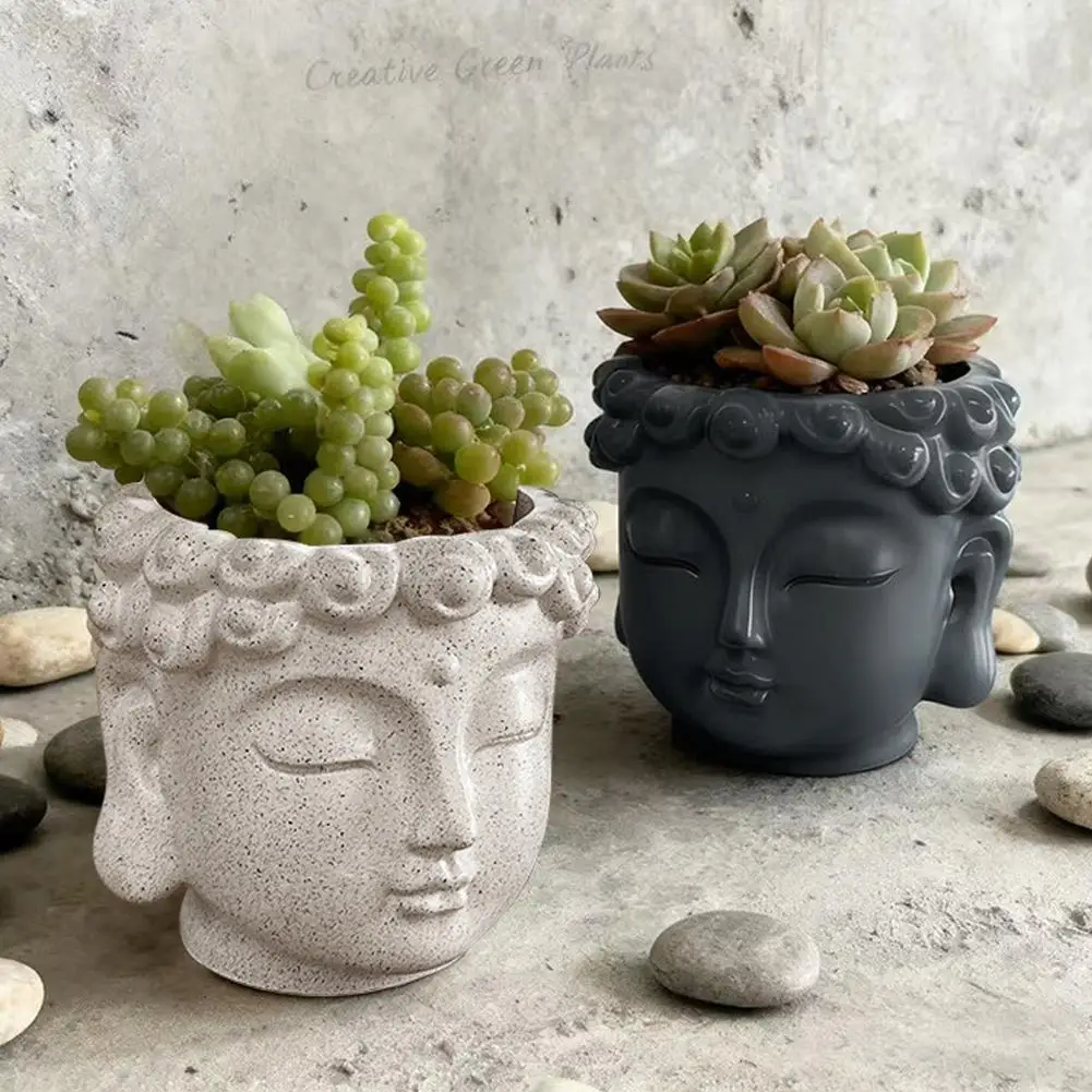 Maceta Creativa con Forma de Buda, Maceta Verde para Plantas, Decoración para Hogar, Patio y Jardín, Artesanía de Resina, Adorno, Regalo