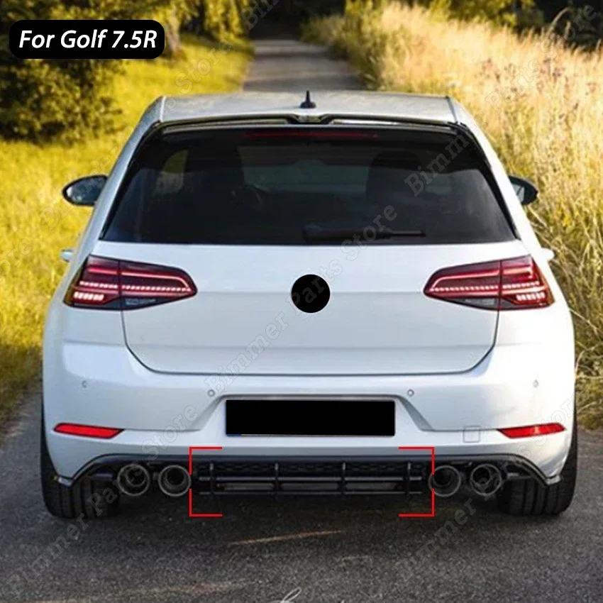 Black Car Rear Bumper Diffuser Splitter Spoiler Lip Body Kits Trim for Volkswagen Golf 7R 7.5R MK7R MK7.5R 2013-2020 Accessories