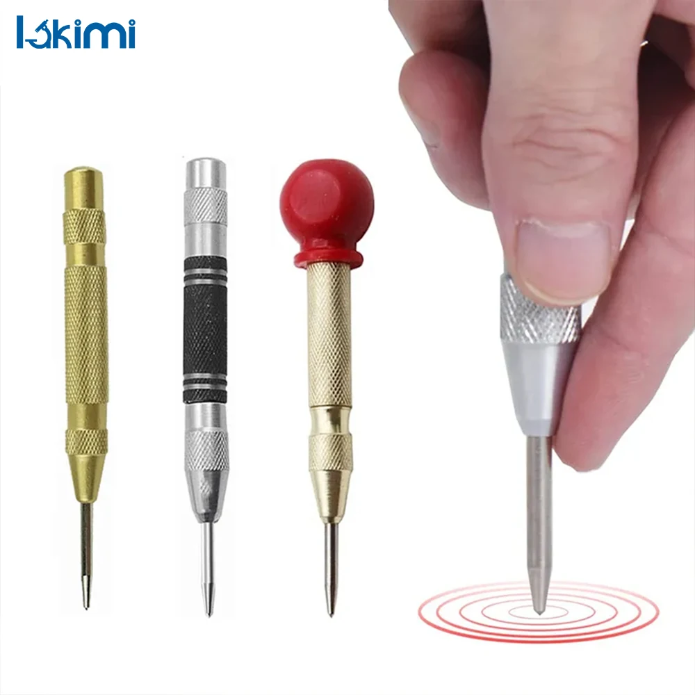 

Automatic Spring Loaded Center Punch - Steel Hole Pin Hand Tool for Carpenter Self Marking Dent Marker and Metal Puncher LK-AA33