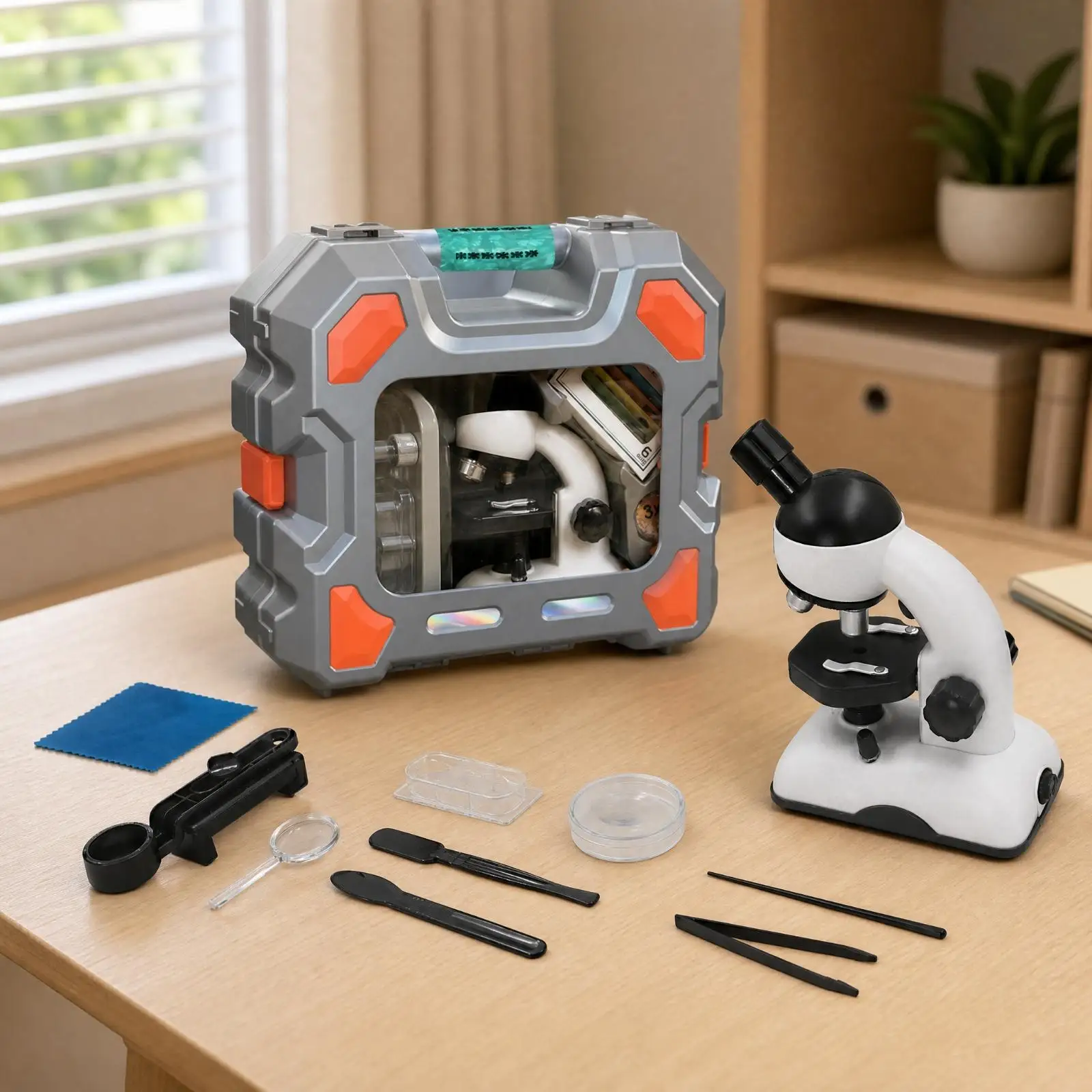 Microscope Kit with Accessory Set Educational Microscope Kit with Carrying Case Hands-on Stable for Students, Classroom