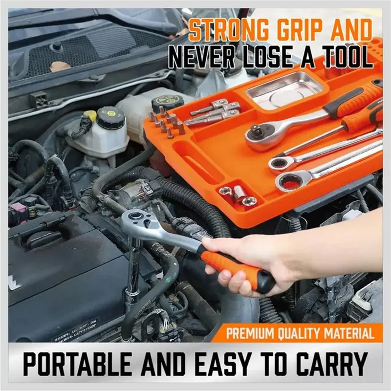 ABXF-Silicone Tool Holder Tray Silicone Tool Holder Multi-Purpose Mat Repair Storage Segmented Mechanics Storage