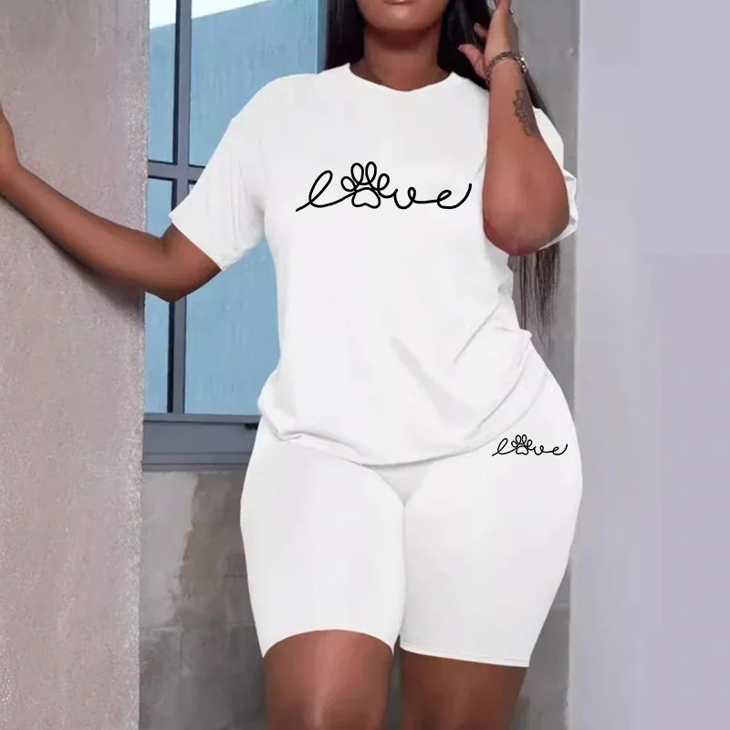 Hot Sales Summer New Quality Casual Woman Clothing Two Piece Set 2026 Women Tracksuit T-Shirts O-Neck Shorts Daily Short Sleeve