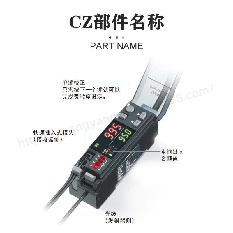 Fiber Optic Color Mark Amplifier Sensor CZ-V21A/P Dual Photoelectric Switch for Color Detection