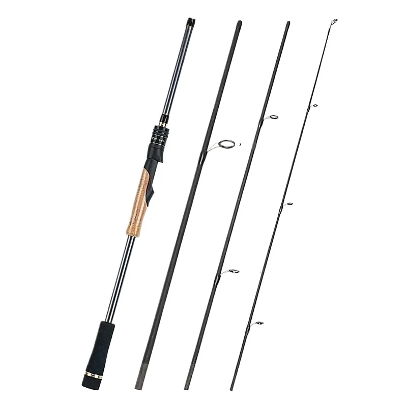 

Lure Rod Travel Fishing Rod 1.98m 2.1m 4 Section Hight Carbon 4-25g Power 5-15LB Spinning Casting Rod Ultra-Short Portable