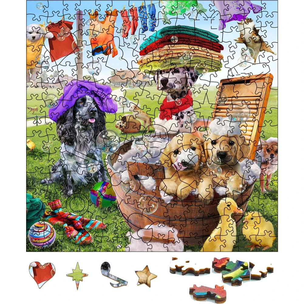 3D gry psy drewniane Puzzle Jigsaw gry imprezowe zabawki dla dorosłych drewniane Puzzle gra planszowa drewniane Puzzle dla dzieci zwierząt