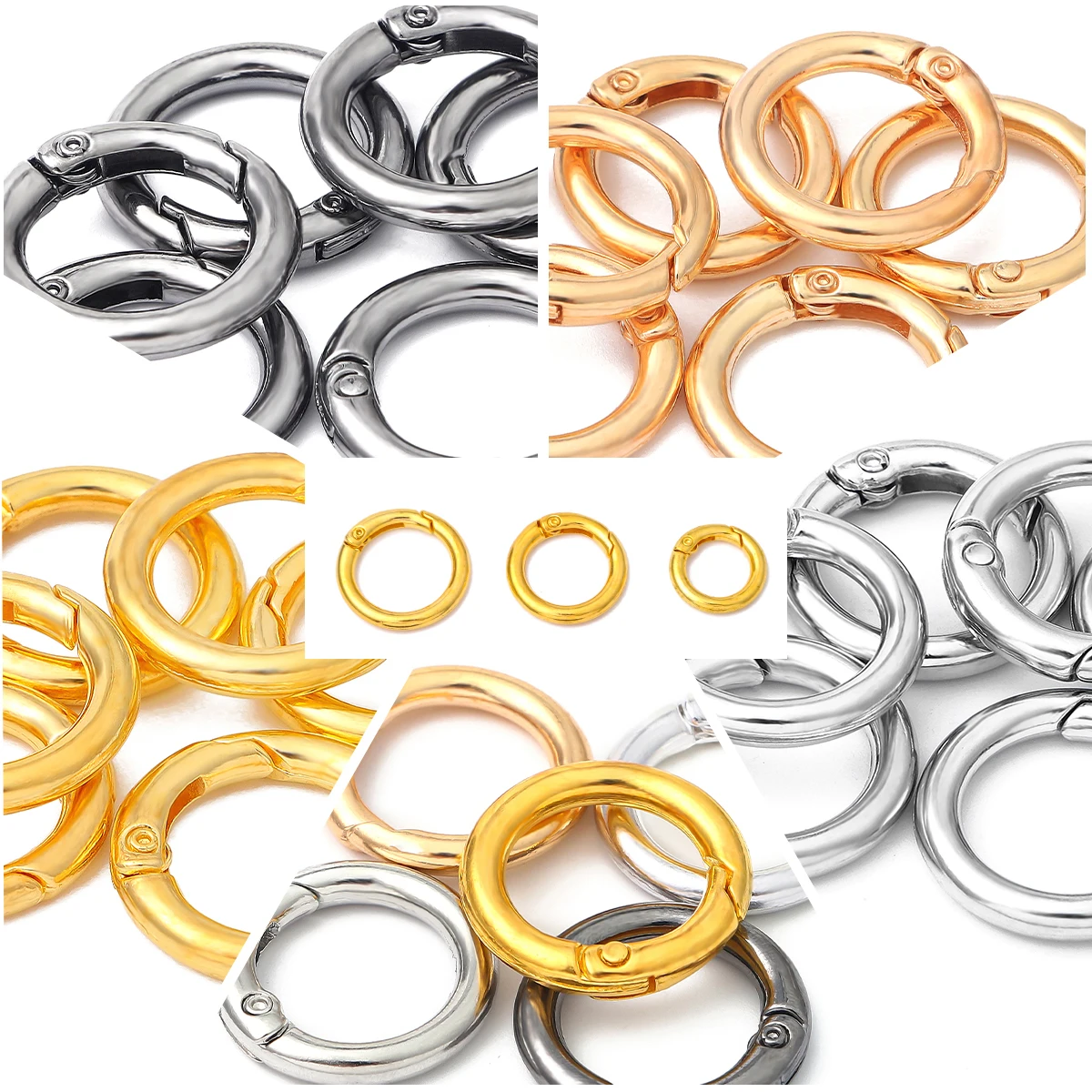 About10pcs Alloy Open Spring Ring, Circular Buckle, Open Circular Ring, Keychain, Luggage Buckle, Circular Hanging Buckle, Metal