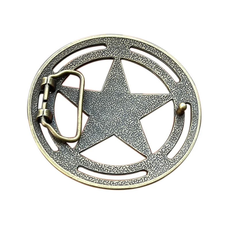 Hollowed out five-pointed star belt buckle Western style