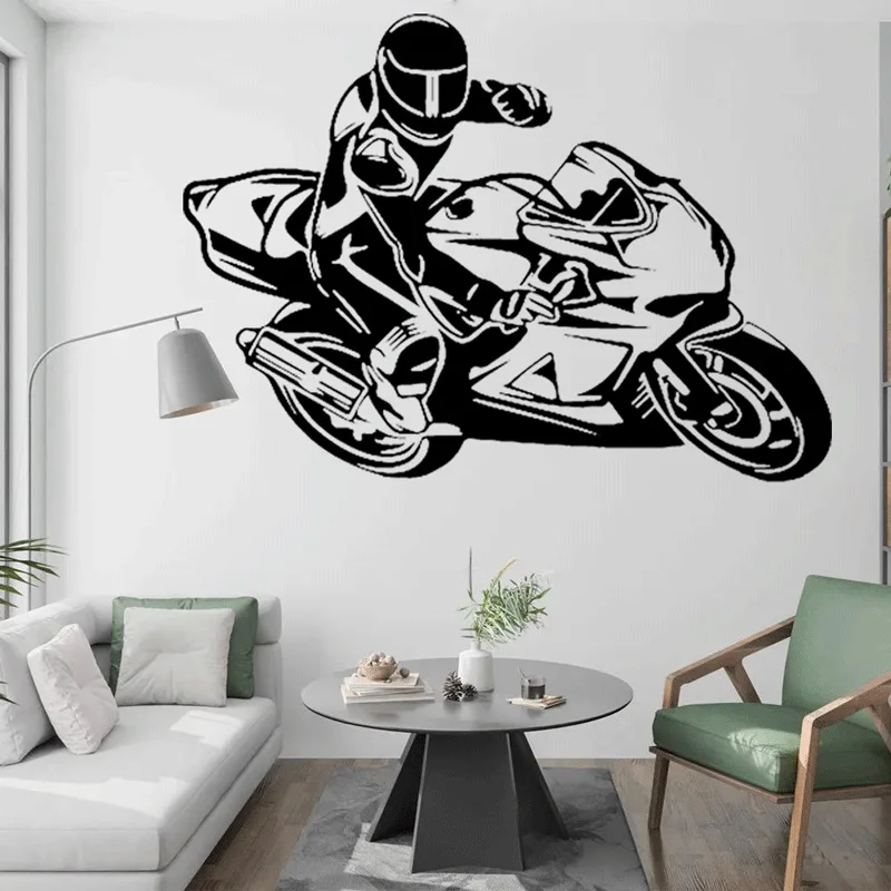 Motorcycle Rider Drifting Silhouette Vinyl Wall Sticker Extreme Racing Car Kids Home Bedroom Decor Modern Art Decal Gift Boys