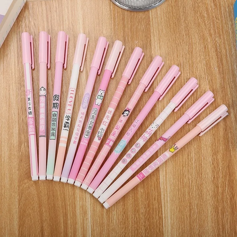 30 Pcs Popular Words Creative Stationery Girl's Heart Student Gel Pens Set Cute Student Text Writing Tools Cool Signature Pen