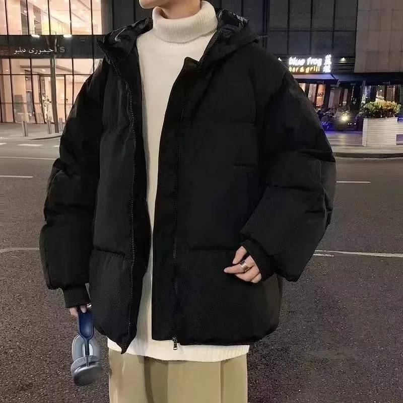 

Winter Thiened Hooded Open Cardigan Pure Color Oversize Bread Jaet ex Cotton Padded Coat Trendy Warm Outerwear