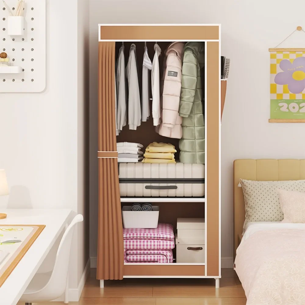 

Simple Wardrobe Easy To Assemble Clothing Cabinet Single Person Economy Fabric Wardrobe Rental Room Storage Wardrobes Storage