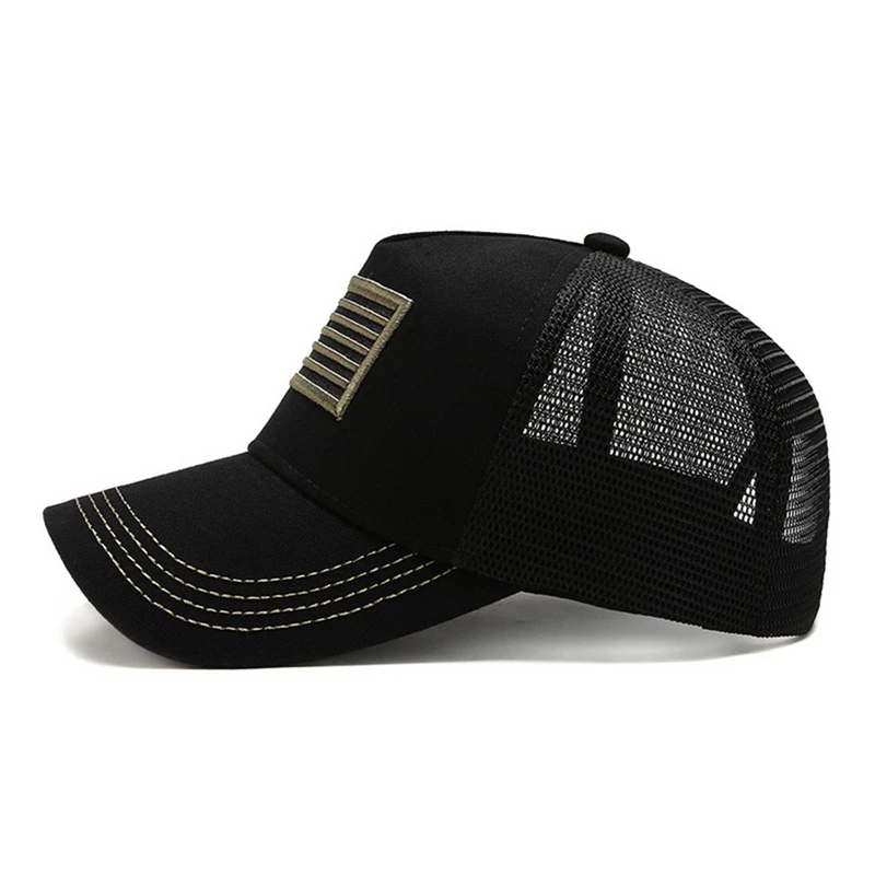 American Fashion Baseball Cap Flag Embroidered Golf Caps Sports Visor Hats Patchwork Hip Hop Fitted Hat Summer Mesh Casquette 