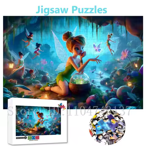 Disney Fairy Friends Tinker Bell Puzzle 108/200/300/500/1000/1500 Pieces Jigsaw Puzzle Funny Family Game &amp; Wall Decoration