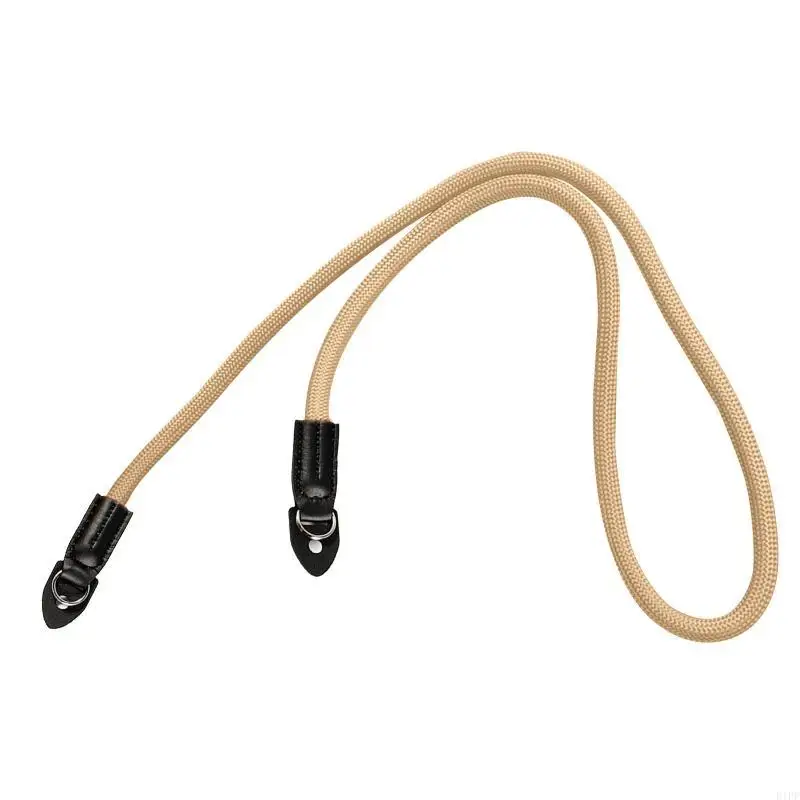 E1PF Camera Strap Vintage 100cm Nylon Climbing Rope Vintage Camera Strap Handmade Nylon Leather Neck Shoulder Sling
