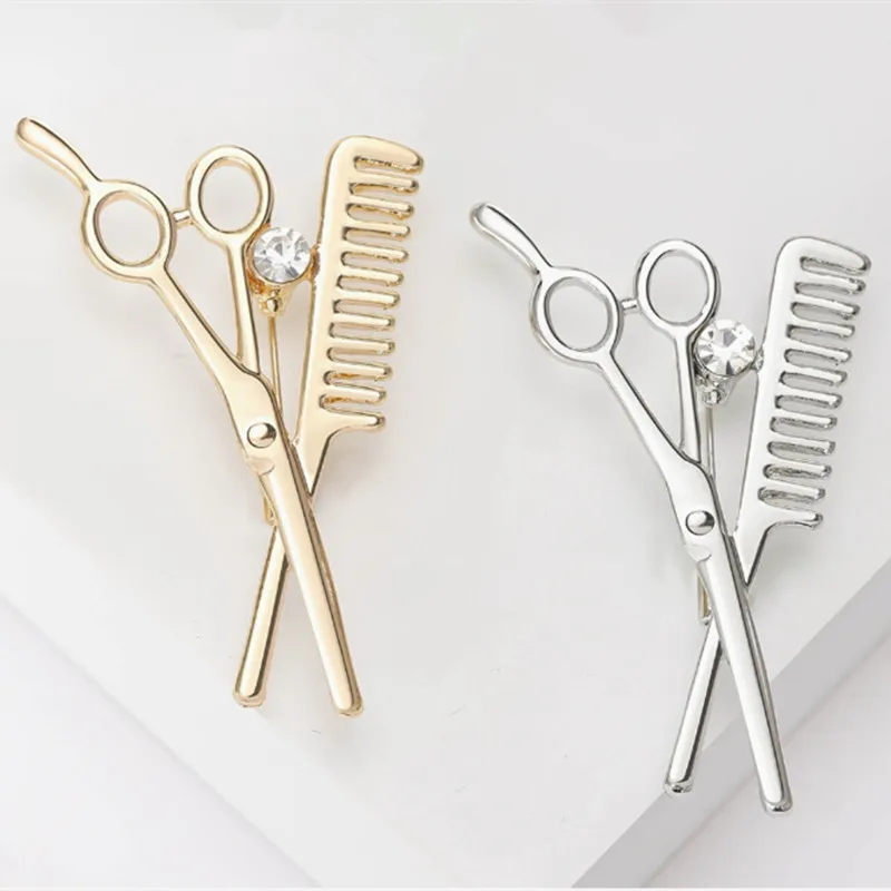 New fashion mini comb comb scissors brooch exquisite gift brooch crystal jewelry lady wedding gift Christmas gift