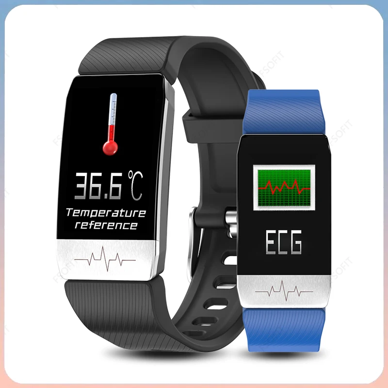 ECG+PPG Body Temperature Smart Watch Measure Heart Rate Pressure Monitor Weather Bracelet Forecast Band Drink Remind Smartwatch