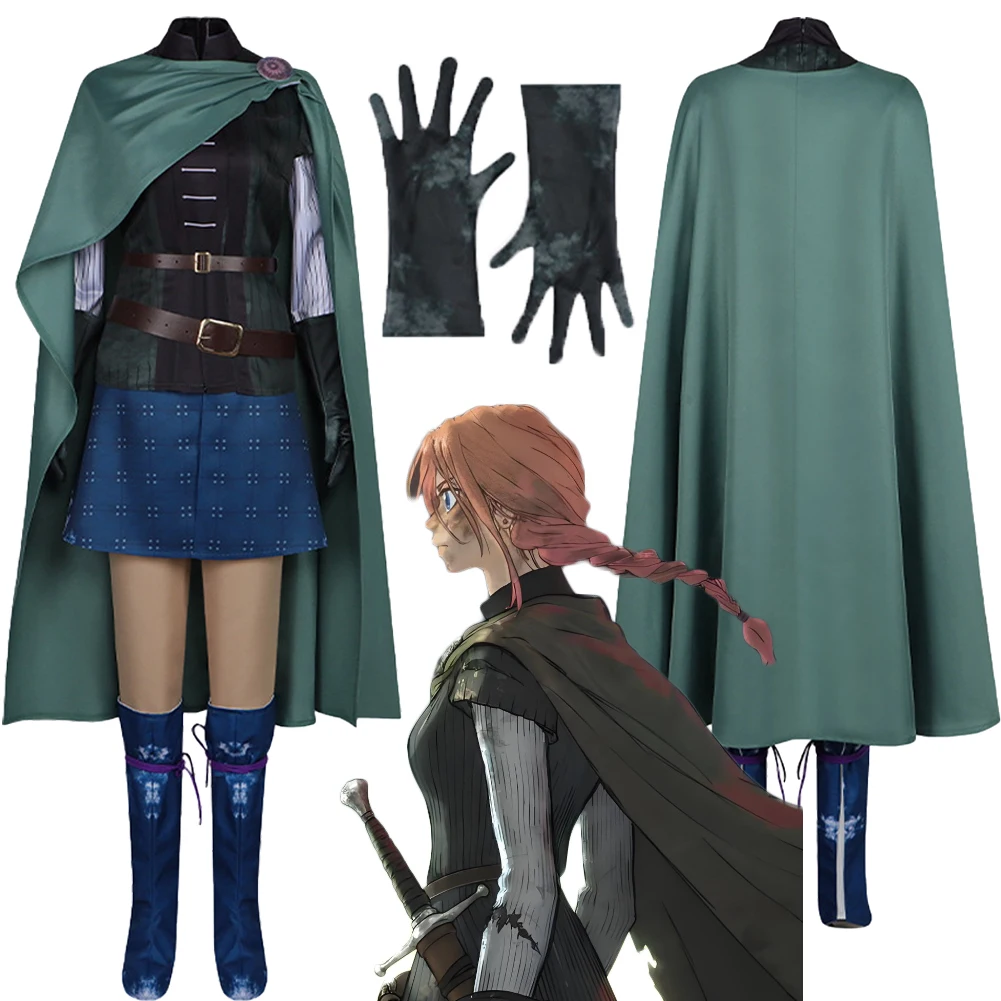 Disfraz de Cosplay de Anime escarlata, capa verde, uniforme de combate escarlata, conjunto de ropa, trajes de Halloween, vestido de Carnaval para mujer 2025