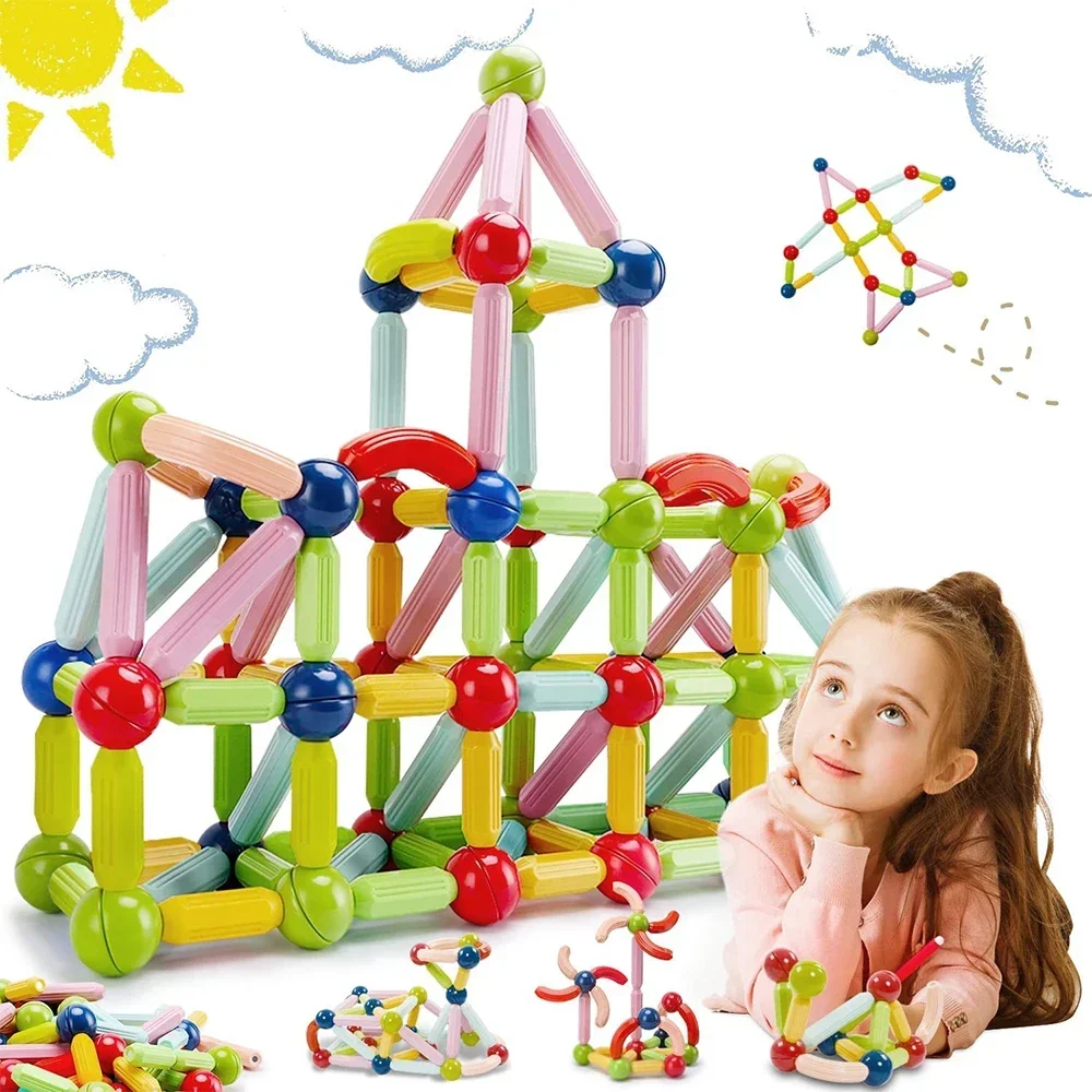 Magnetische Bausteine Spielzeug Kinder Diy Magnet Sticks Bälle Bau Set Spiele Montessori Pädagogisches Spielzeug Für Kinder Geschenke