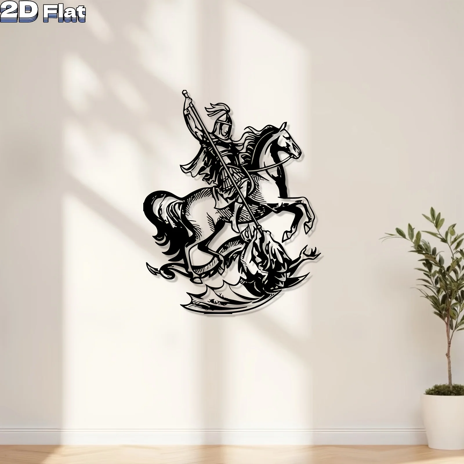 Knight Horse Iron Wall Art Statue Mural Metal Sculpture Rustproof Living Room Spring Anniversary Christmas Thanksgiving Gift