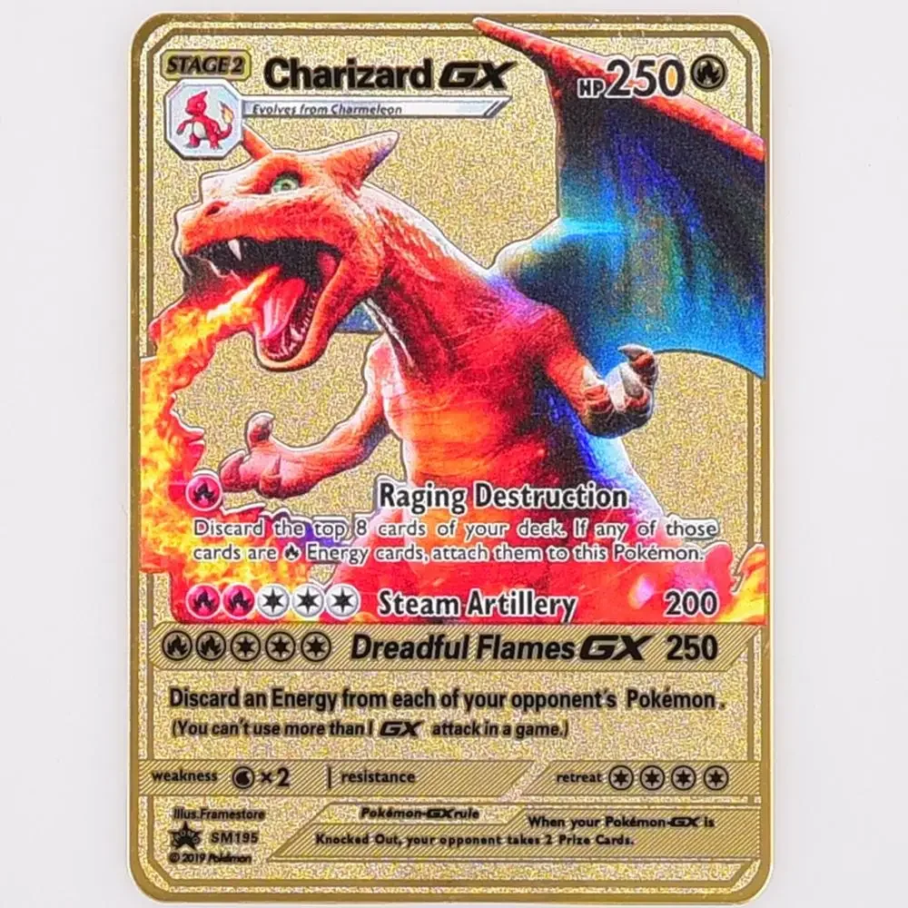 2024 Pokemon English Metal Card Anime Pikachu Charizard Mewtwo Blastoise Vmax Shiny Letters Game Collection Card Kids Toy Gifts