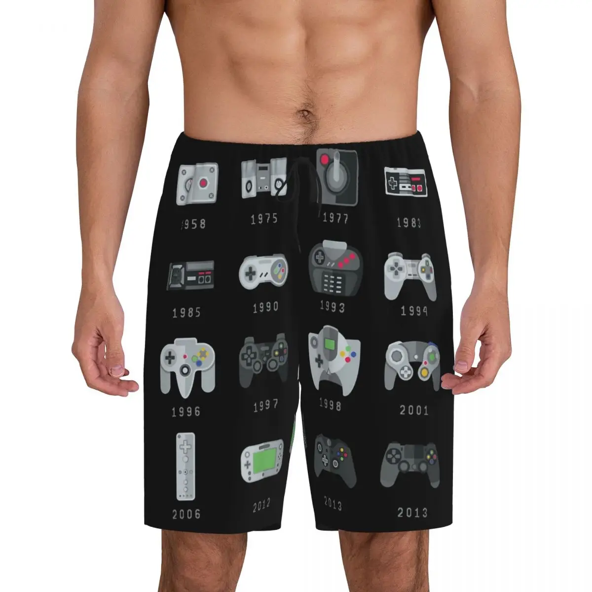 

Мужские короткие пижамные шорты Custom Geek Gaming Controllers для сна и отдыха