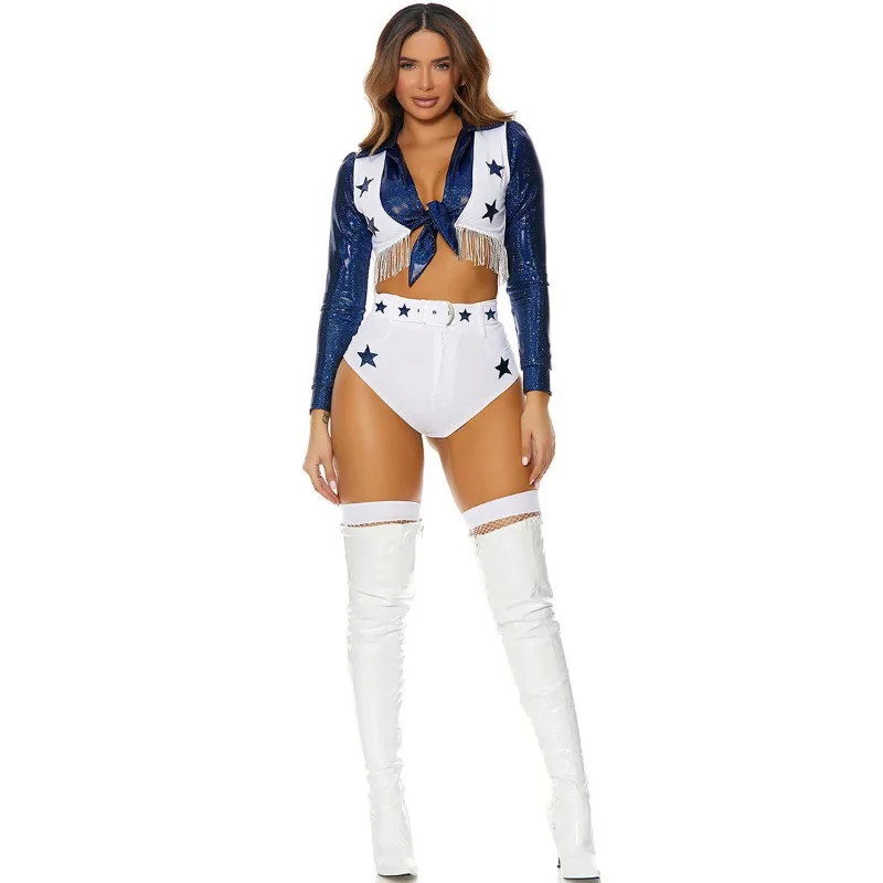 Cheerleading Outfit Football Fan Sexy Three Piece Set Halloween Cosplay Party Costume Stage Performance Cheer Uniform Themed - view 3
