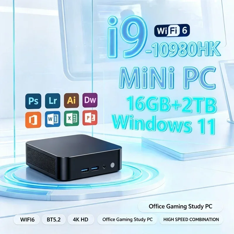 Mini PC Core I9 10980HK ,Windows 11,16GB SSD,WiFi6,BT5.2, Versatile Practical , Adapts Easily to Professional Work and Family