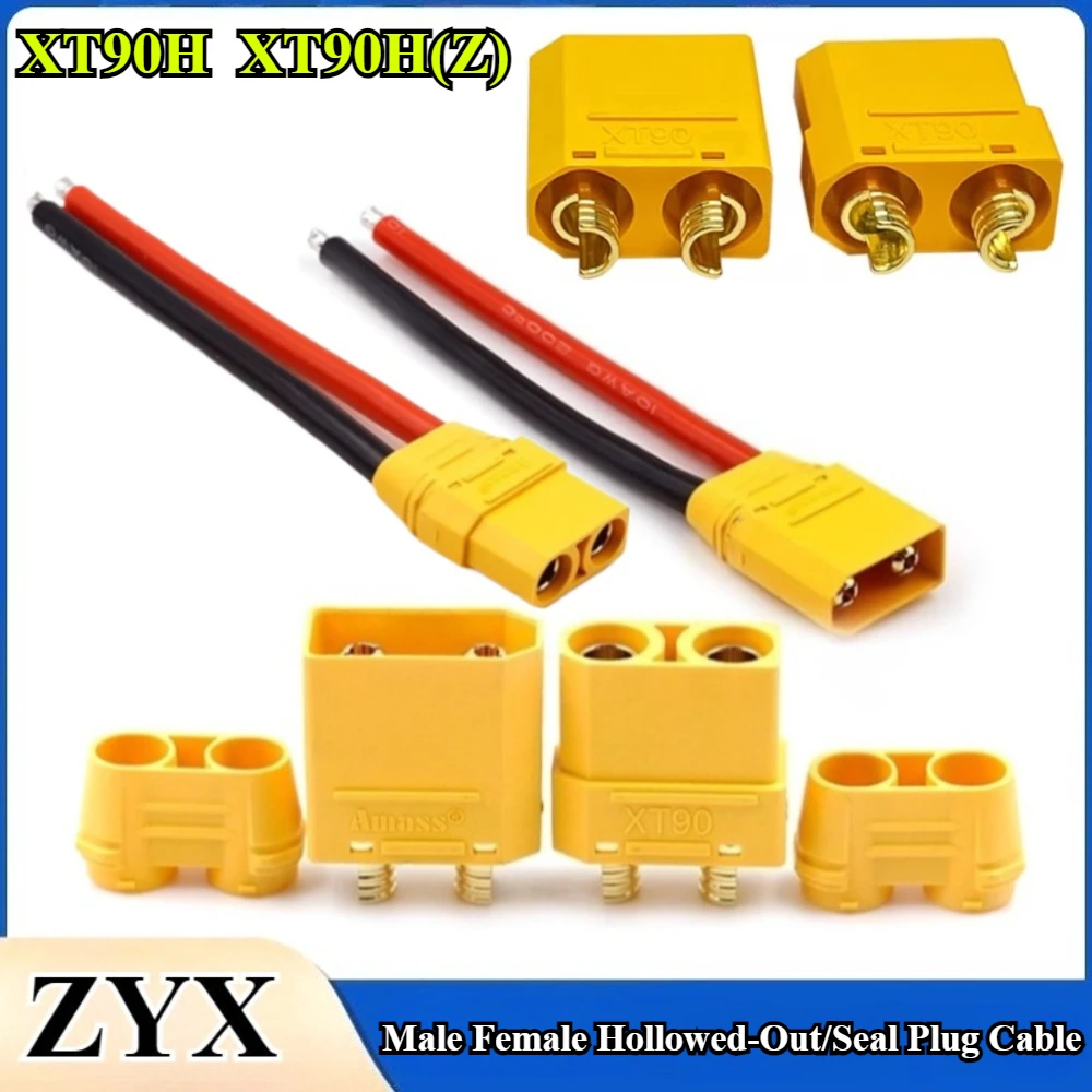 Xt90h xt90h (z) macho fêmea oco/plugue de vedação com fio 10cm/20/30cm 10awg fio de silicone para rc lipo bateria adaptador de carga