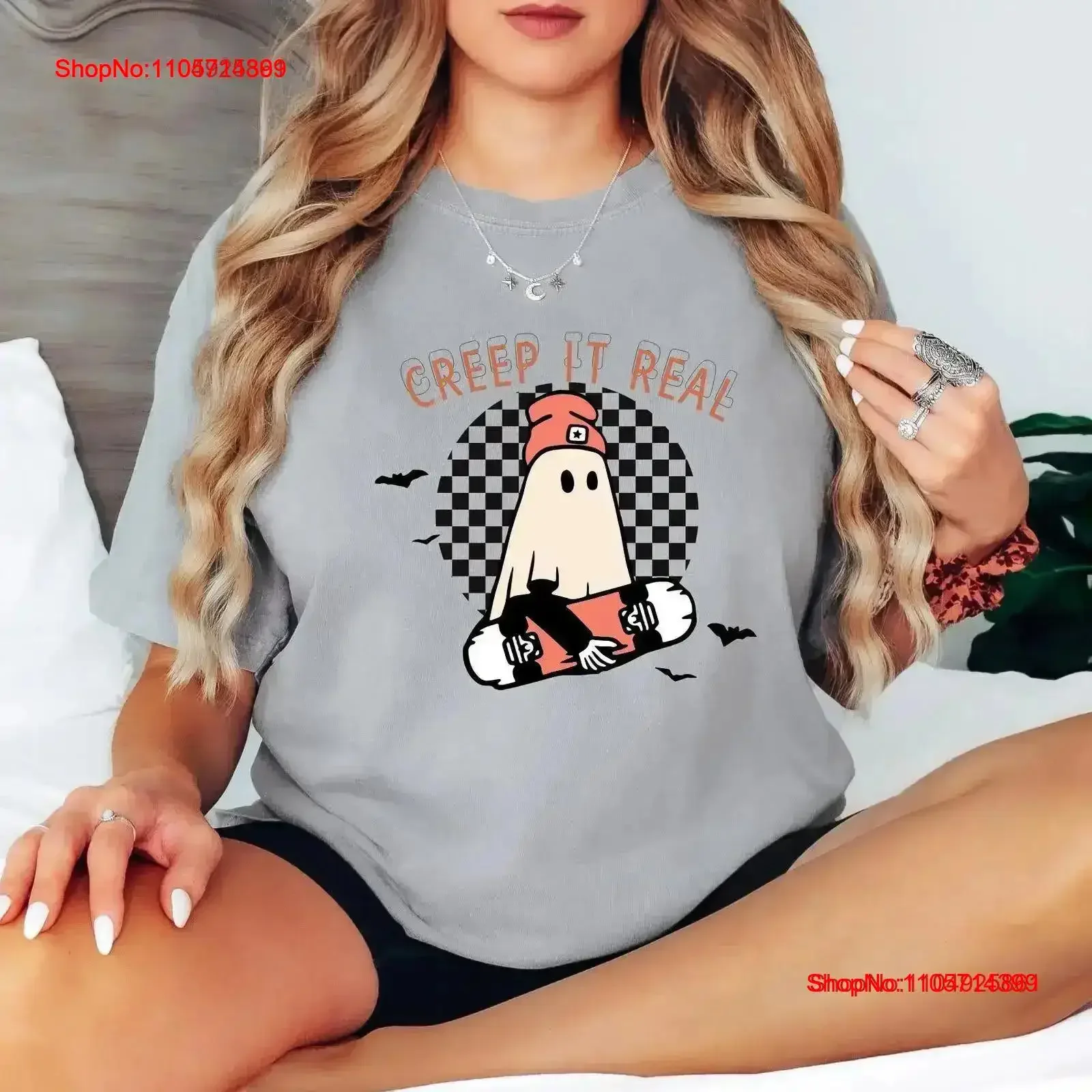 Retro Halloween T Shirt Creep It Real Vintage Ghost Spooky Fall Women s Washed Stretched Slightly Casual Comfortable vintage