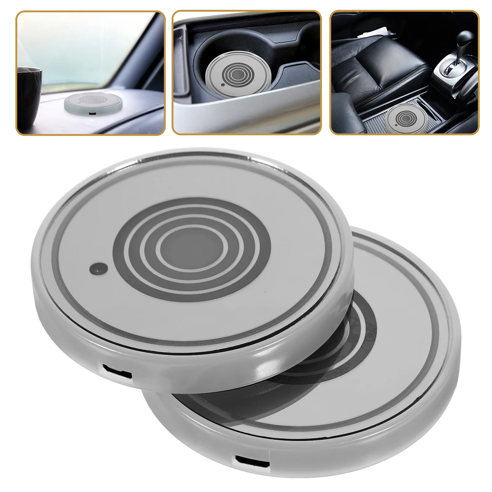 2pcs LED Cup Placemats Water Coaster Light Suction Glass Car Table Black Durable Acrylic Colorful LED Fun Use Gift