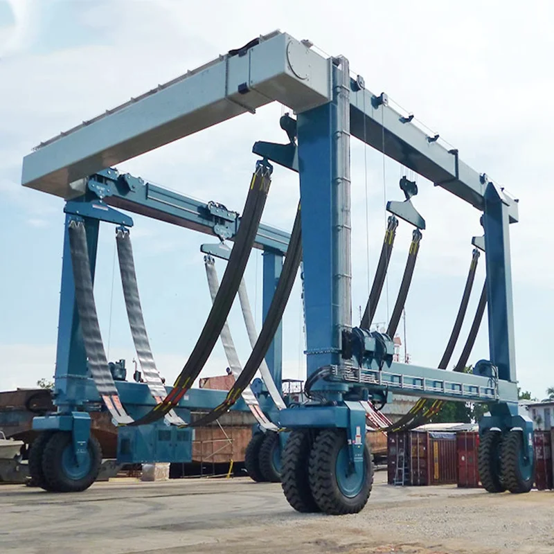 200T Large Capacity Diesel Engine PLC Control Marine Travel Lift Yacht Boat Vessel Lifting Hoist With Motor Gear System