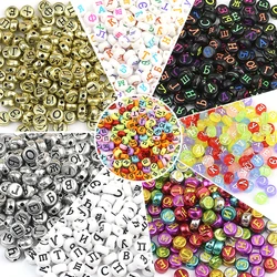 100pcs Mixed Letter Acrylic Beads Square Flat Round Russian Alphabet Beads For Jewelry Making Loose Spacer Diy Bracelet Necklace