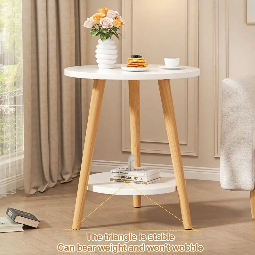 

Modern Double/Single-Layer Round Coffee Table: High-End Storage Nightstand for Living Room/Bedroom Home Decor