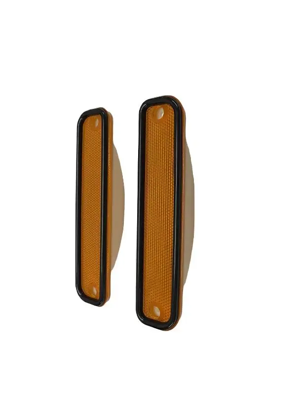 

A Pair Front Signal Side Marker Lights Pair Amber Lens With Black Trim for Chevy / GMC Pickup Truck 73-80