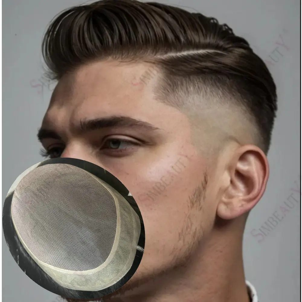 

Мужской парик из натуральных человеческих волос, прочный, на монобазе и тонкой полиуретановой основе, плотность 130%, дышащий, 6-дюймовая система замещения волос, мужской тупе-протез