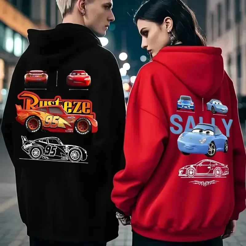 

Толстовка с капюшоном с рисунком Lightning McQueen Sally 2022, для пар, подарок для фаната на день рождения, День святого Валентина, повседневный пуловер унисекс