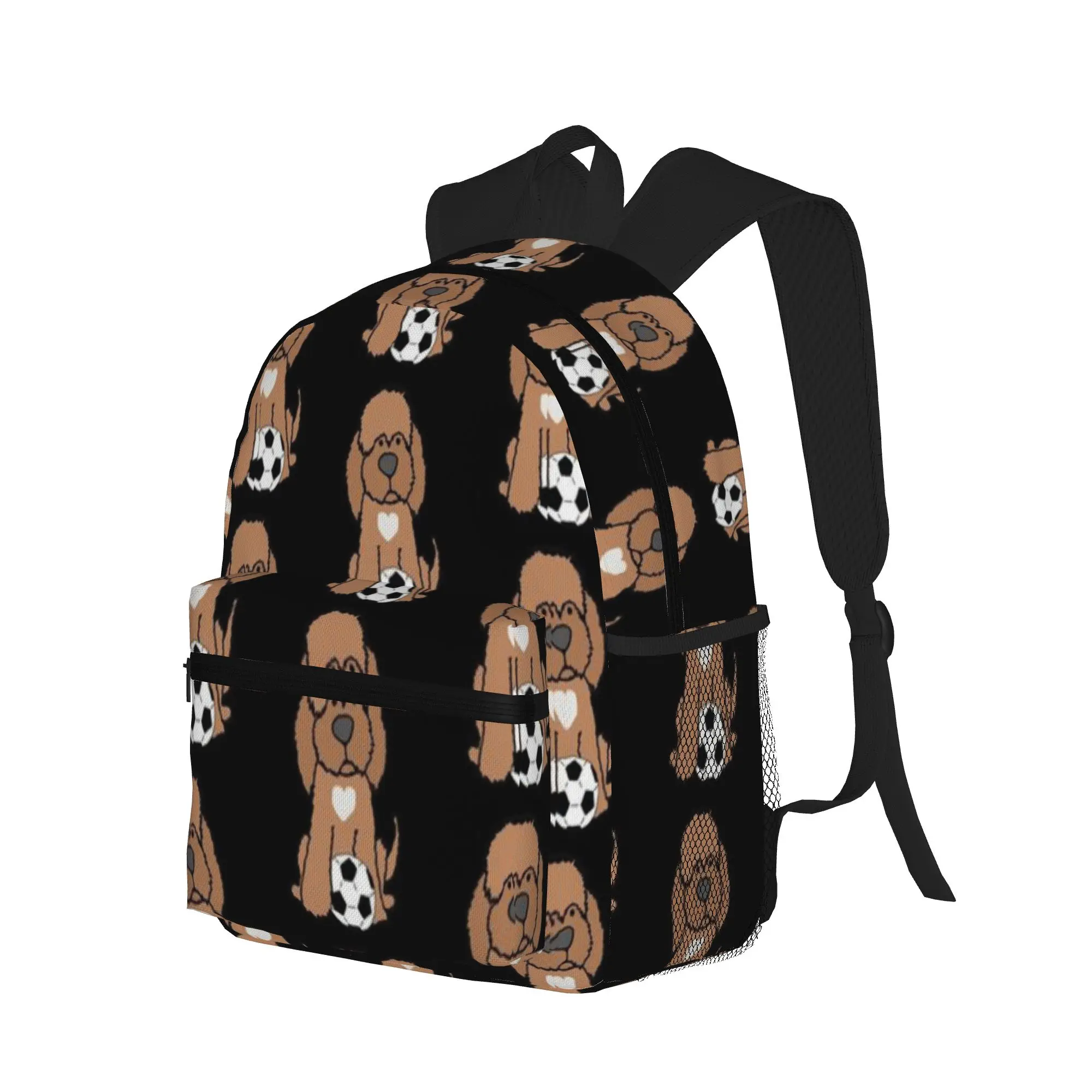 Funny Labradoodle Puppy Dog Playing Soccer  Casual Backpack for Students and Adults Student