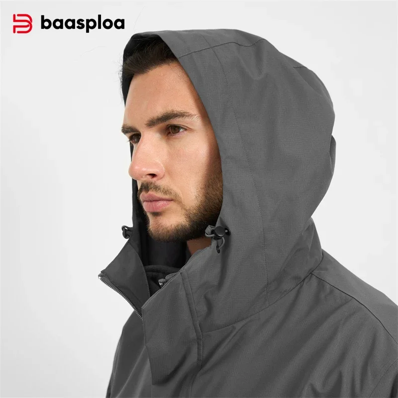 Baasploa New Men Jacket Outdoor Climbing Trekking Waterproof 3-in-1 Hooded Jacket Male Casual Fleece Inner Liner Windproof Coats - view 3
