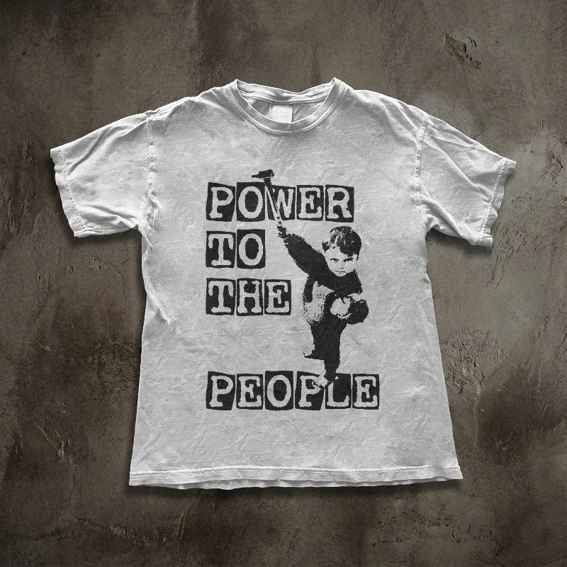Power to the People, Activist Protest Shirt, Grunge Punk Top, All-season casual comfortable base layer T-shirt unisex.