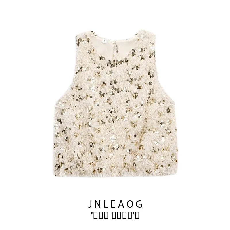 

JNLEAOG модный круглый женский топ с бисером, универсальный осенний топ, Новое поступление, топ из полиэфирного волокна