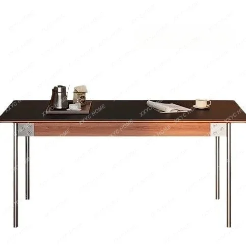 Medieval rock slab solid wood dining table family high-end new household small apartment  rectangle