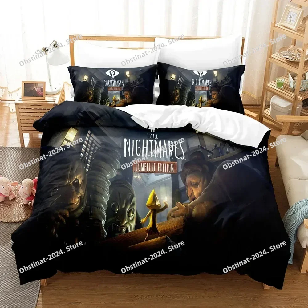 طقم سرير من Top Game Little Nightmares طقم سرير مطبوع مع غطاء وسادة غطاء لحاف سرير ناعم فردي مزدوج كوين سوبر كينج مقاس