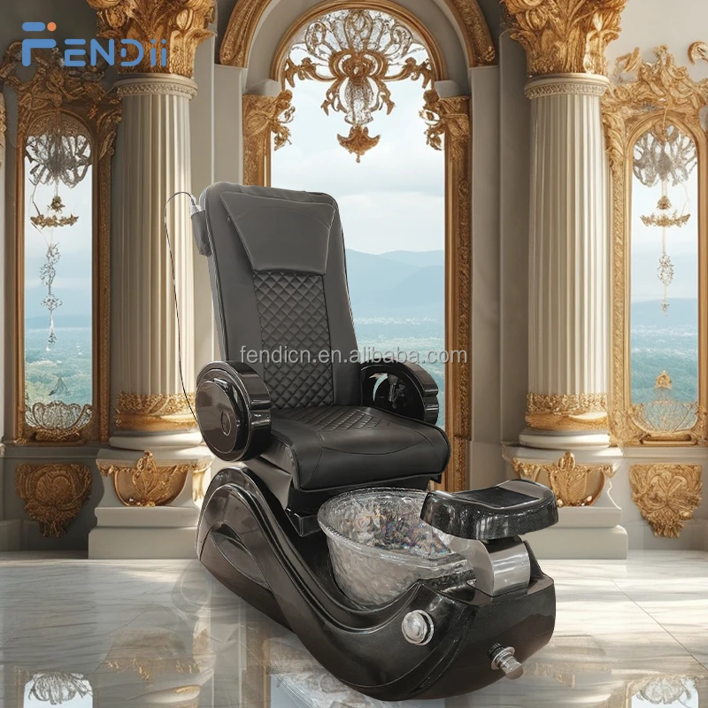 

Nail Salon Furniture Luxury Modern Foot Spa Massage Chair Black Manicure Pedicure Chair